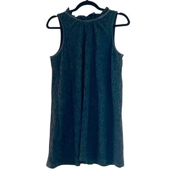 ALTAR D'STATE Mini Sleeveless Lace Ruffled Black Dress Sz L - Picture 3 of 7